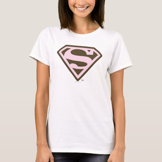 Supergirl Pink and Brown Logo T-Shirt (Front)