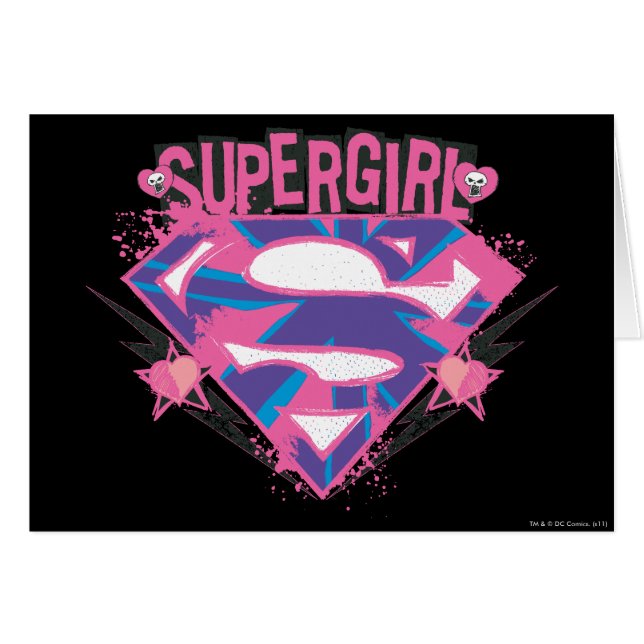 Supergirl Pink and Purple Grunge Logo (Front Horizontal)