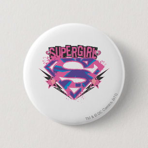 Supergirl Pink and Purple Grunge Logo 6 Cm Round Badge