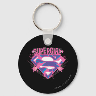 Supergirl Pink and Purple Grunge Logo Key Ring
