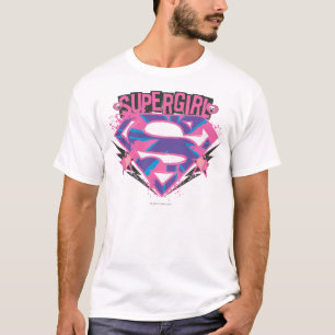 Supergirl Pink and Purple Grunge Logo T-Shirt