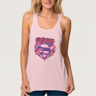 Supergirl Pink and Purple Grunge Logo Tank Top