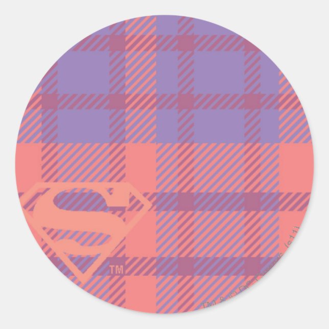 Supergirl Pink and Purple Pattern Classic Round Sticker (Front)