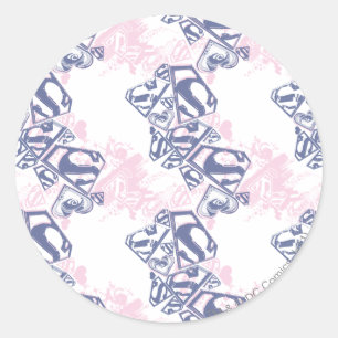 Supergirl Pink and Purple Pattern Classic Round Sticker