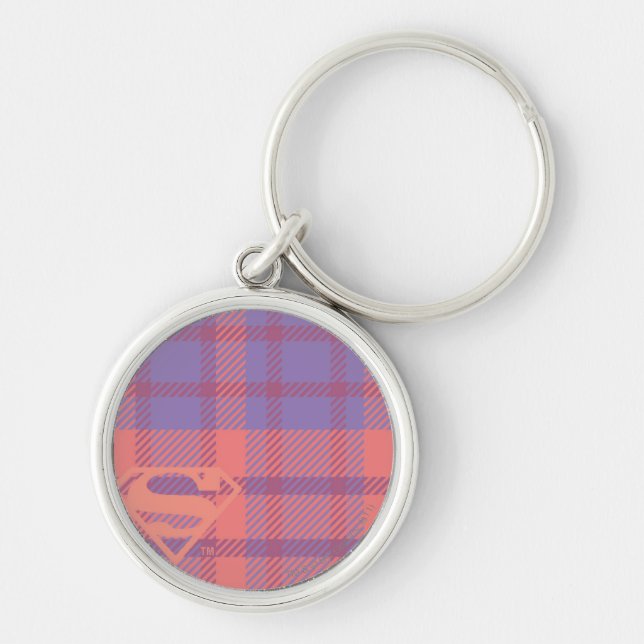 Supergirl Pink and Purple Pattern Key Ring (Front)