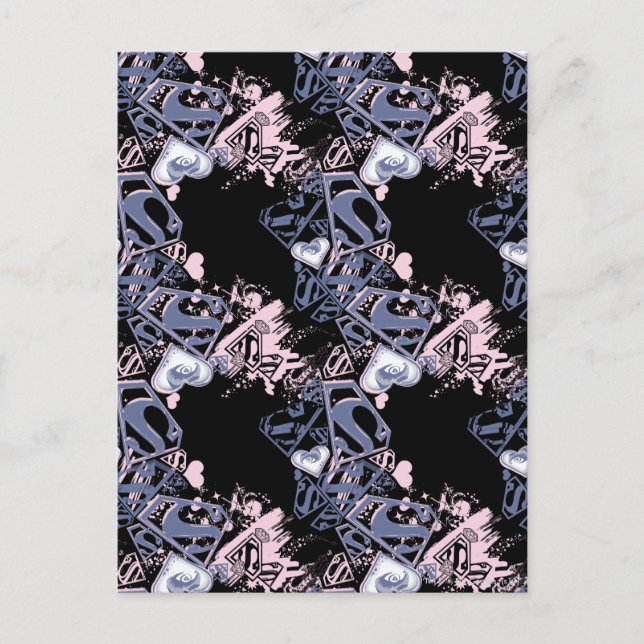 Supergirl Pink and Purple Pattern Postcard (Front)