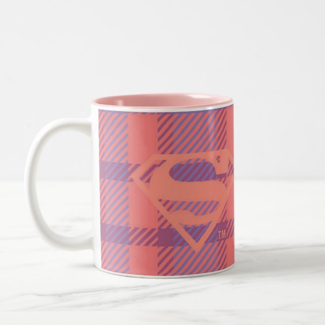 Supergirl Pink and Purple Pattern Two-Tone Coffee Mug (Left)