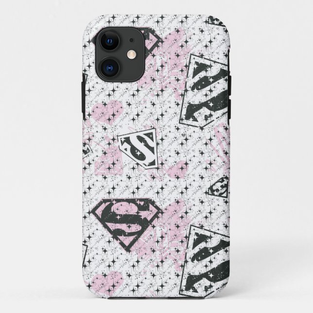 Supergirl Pink and White Logo Pattern Case-Mate iPhone Case (Back)