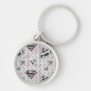 Supergirl Pink and White Logo Pattern Key Ring