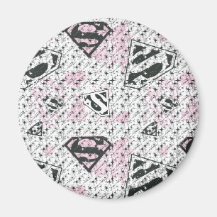 Supergirl Pink and White Logo Pattern Magnet