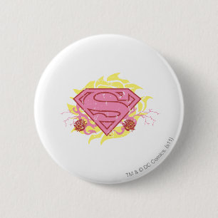 Supergirl Pink Flowers 6 Cm Round Badge
