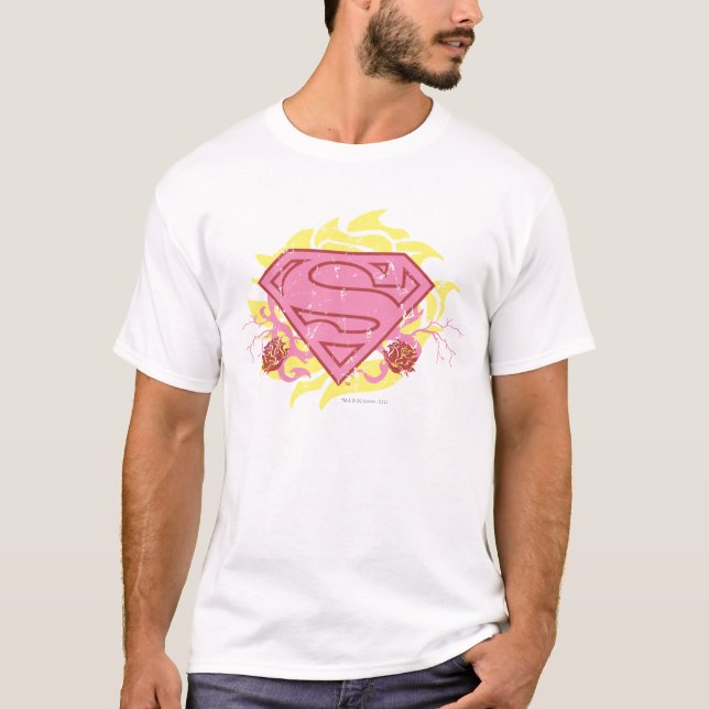 Supergirl Pink Flowers T-Shirt (Front)