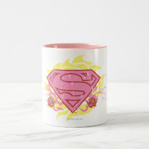Supergirl Pink Flowers Two-Tone Coffee Mug