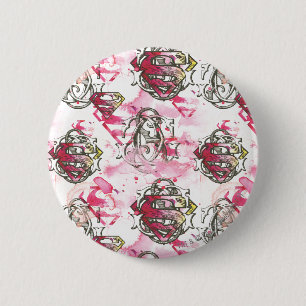 Supergirl Pink Ink Pattern 6 Cm Round Badge