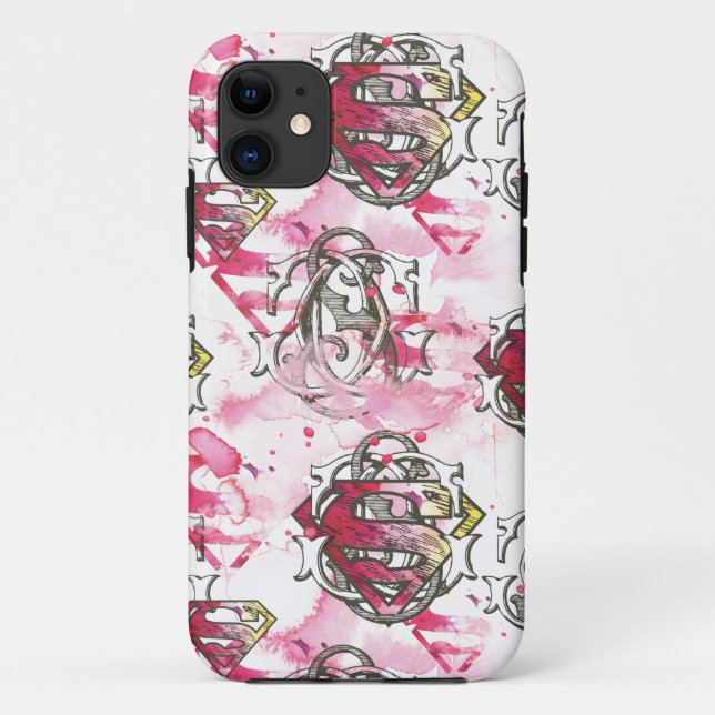 Supergirl Pink Ink Pattern Case-Mate iPhone Case (Back)