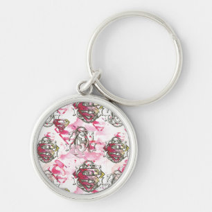 Supergirl Pink Ink Pattern Key Ring
