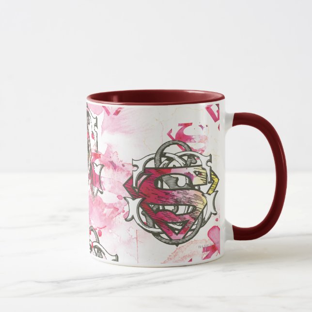 Supergirl Pink Ink Pattern Mug (Right)