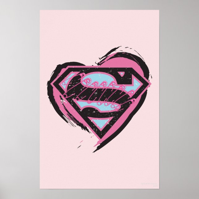 Supergirl Pink Logo in Heart Poster (Front)