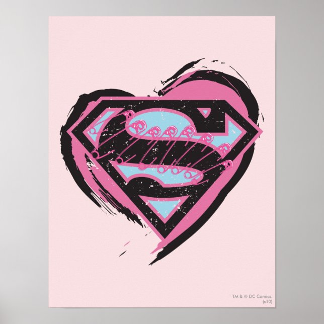 Supergirl Pink Logo in Heart Poster (Front)