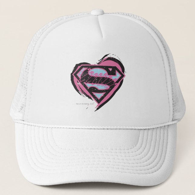 Supergirl Pink Logo in Heart Trucker Hat (Front)