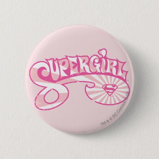 Supergirl Pink Logo Star Burst 6 Cm Round Badge (Front)