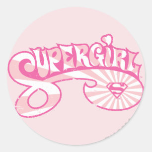 Supergirl Pink Logo Star Burst Classic Round Sticker