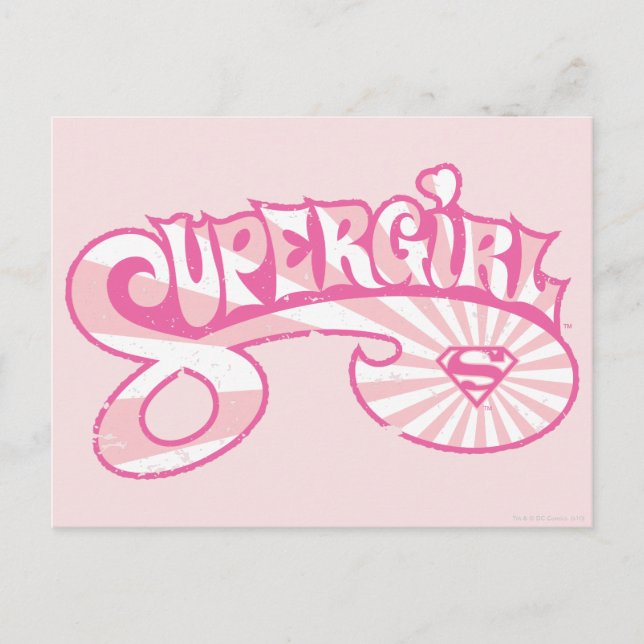 Supergirl Pink Logo Star Burst Postcard (Front)