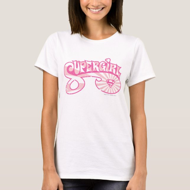 Supergirl Pink Logo Star Burst T-Shirt (Front)