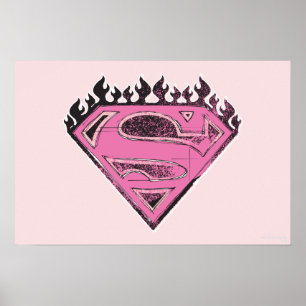 Supergirl Pink Logo with Flames Poster