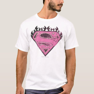Supergirl Pink Logo with Flames T-Shirt