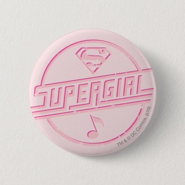 Supergirl Pink Music Note 6 Cm Round Badge (Front)