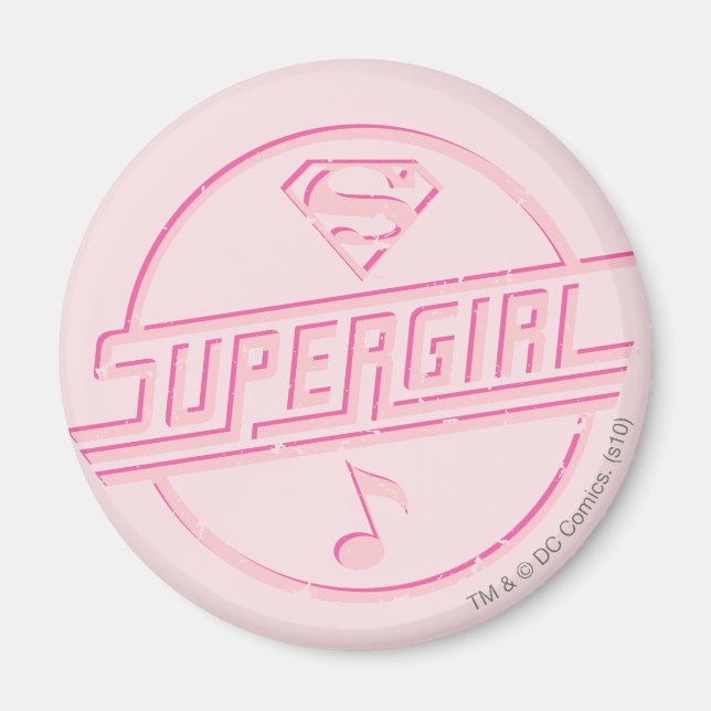 Supergirl Pink Music Note Magnet (Front)