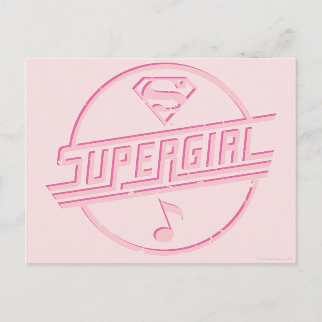 Supergirl Pink Music Note Postcard (Front)