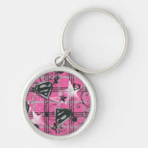 Supergirl Pink Splatter Square Key Ring