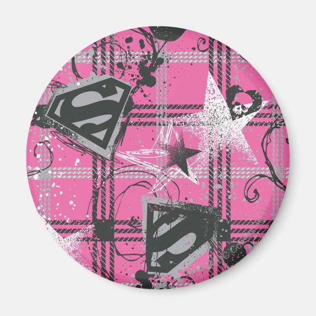 Supergirl Pink Splatter Square Magnet (Front)
