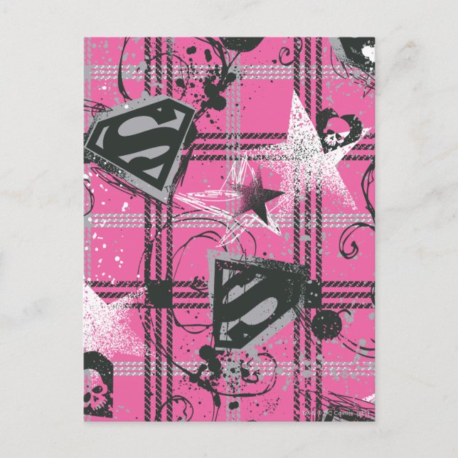 Supergirl Pink Splatter Square Postcard (Front)