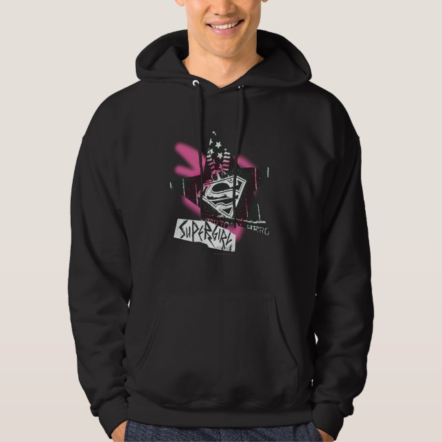 Supergirl Pink Spray Paint Star Hoodie (Front)