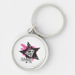 Supergirl Pink Spray Paint Star Key Ring