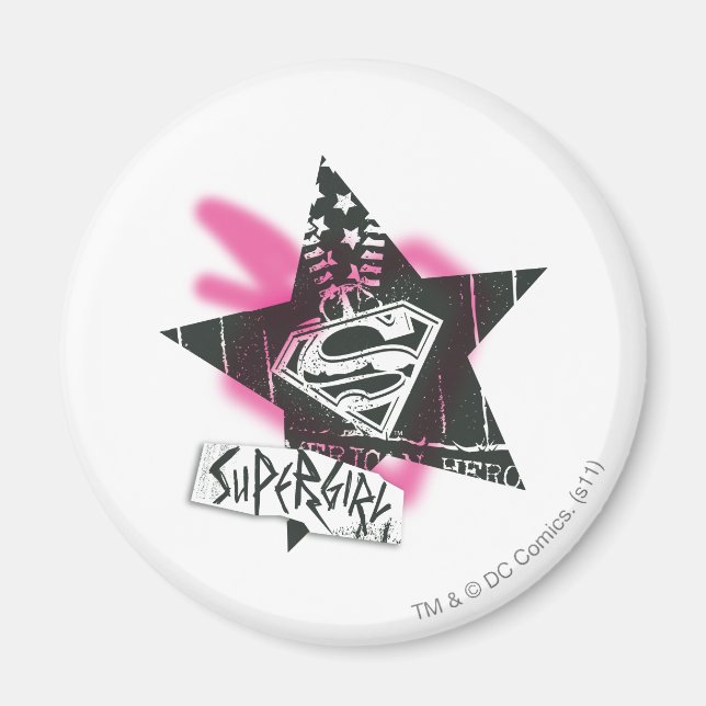 Supergirl Pink Spray Paint Star Magnet (Front)