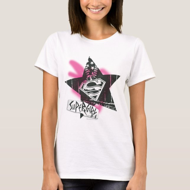 Supergirl Pink Spray Paint Star T-Shirt (Front)