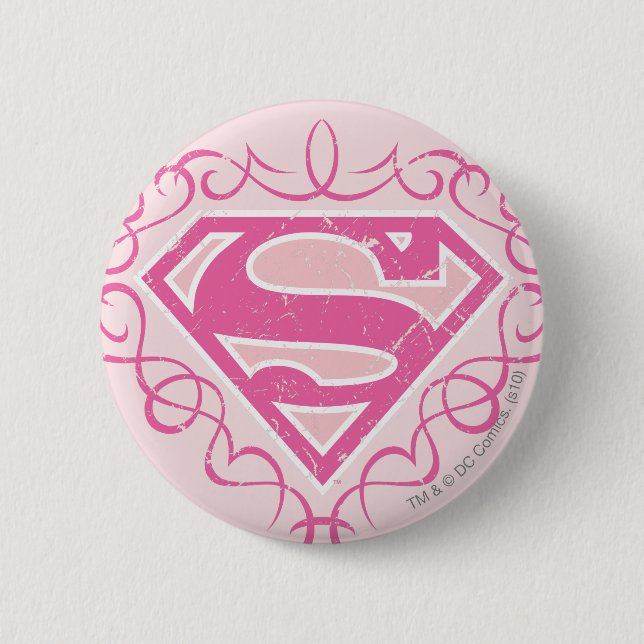Supergirl Pink Stripes 6 Cm Round Badge (Front)