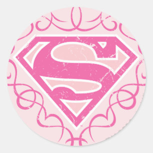 Supergirl Pink Stripes Classic Round Sticker