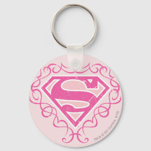 Supergirl Pink Stripes Key Ring