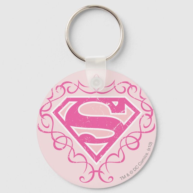 Supergirl Pink Stripes Key Ring (Front)