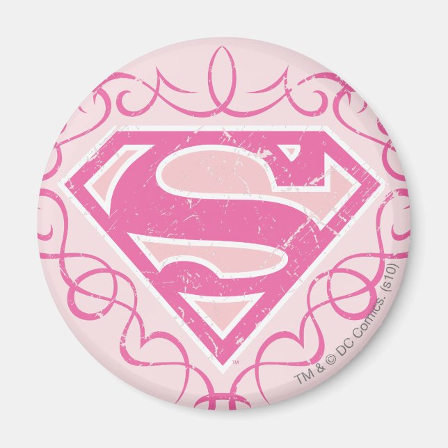 Supergirl Pink Stripes Magnet (Front)