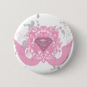 Supergirl Pink Winged Design 6 Cm Round Badge
