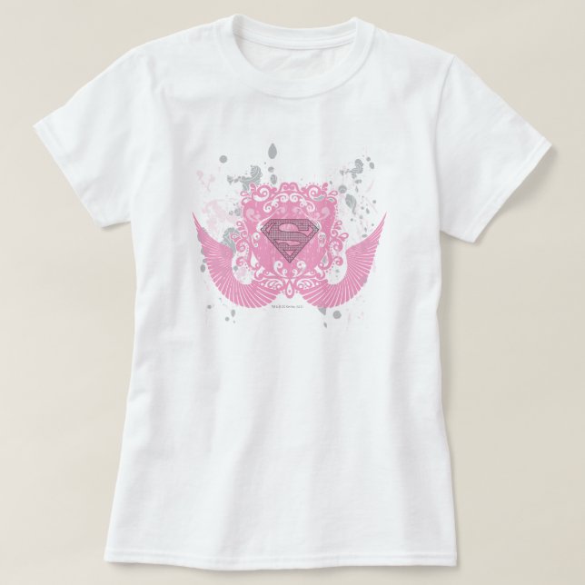 Supergirl Pink Winged Design T-Shirt (Design Front)