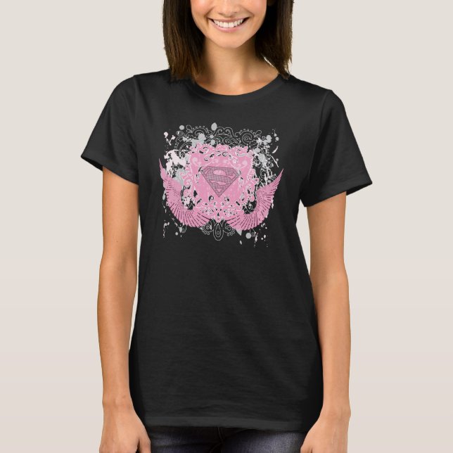 Supergirl Pink Winged Design T-Shirt (Front)