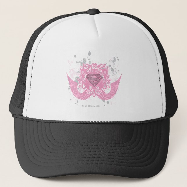 Supergirl Pink Winged Design Trucker Hat (Front)