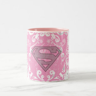 Supergirl Pink Winged Design Two-Tone Coffee Mug